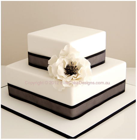 White Camellia Modern Wedding Cake